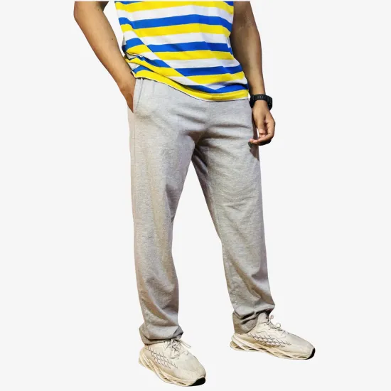 Men's Light Grey Cotton Track Pants | Regular Fit Joggers